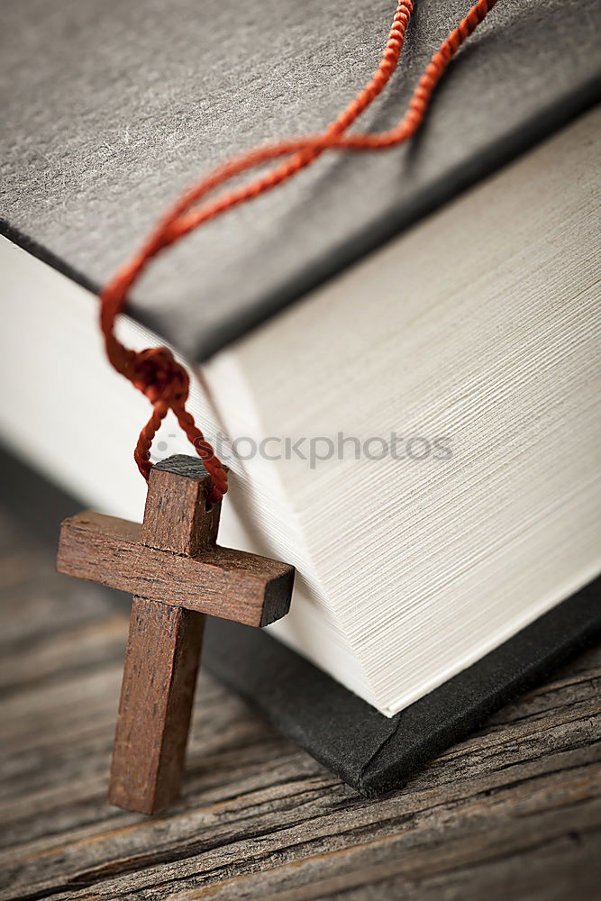 Image, Stock Photo A hand that holds a Bible in the air