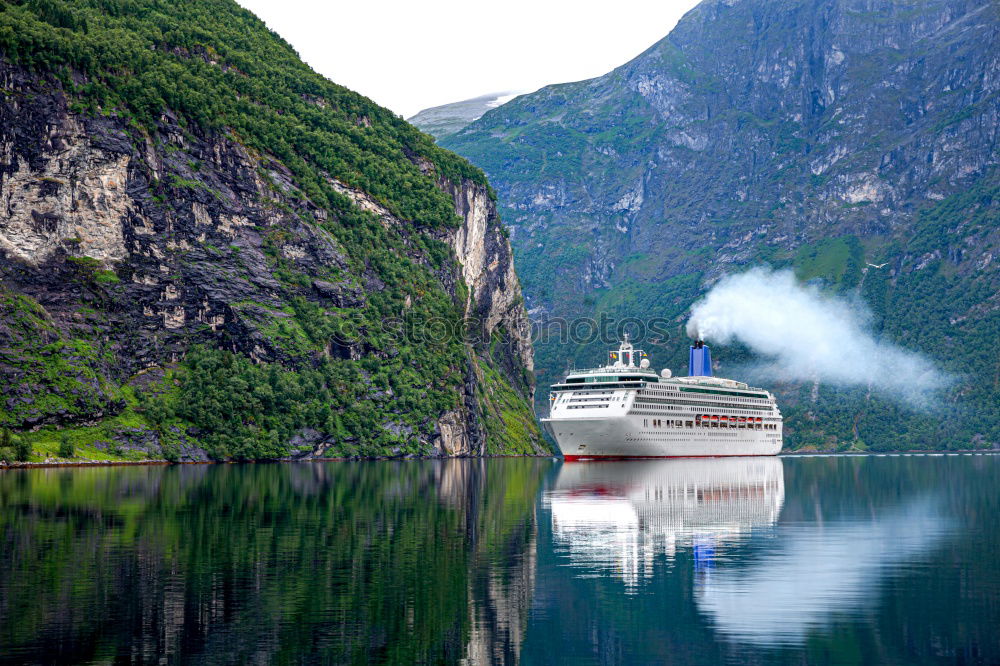 Similar – Cruise ships in the Geirangerfjord