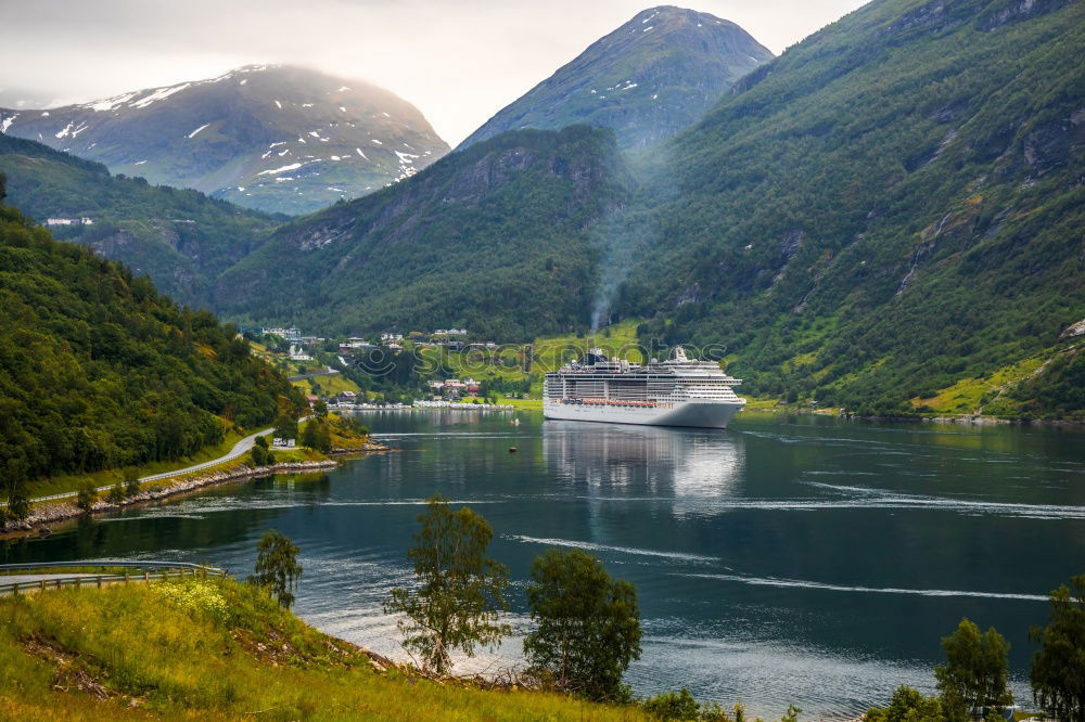 Similar – Image, Stock Photo Cruise ships in the Geirangerfjord