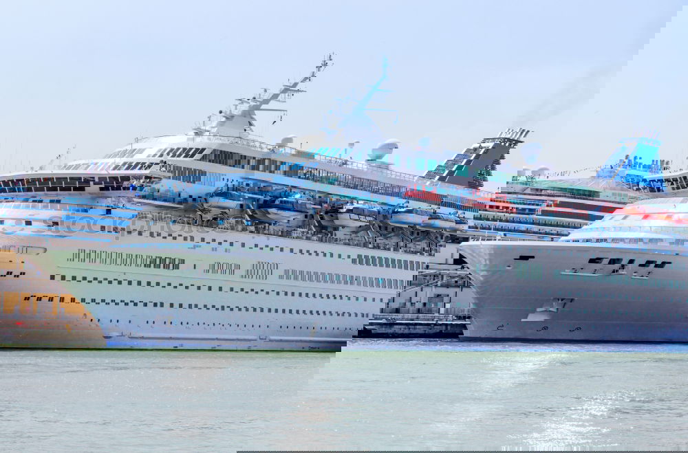 Similar – Image, Stock Photo Big white cruise ship. Synny day.