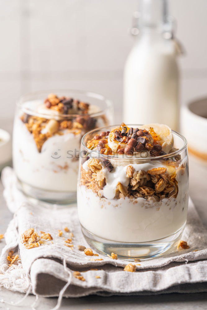 Similar – Chia pudding parfait, layered with banana and granola