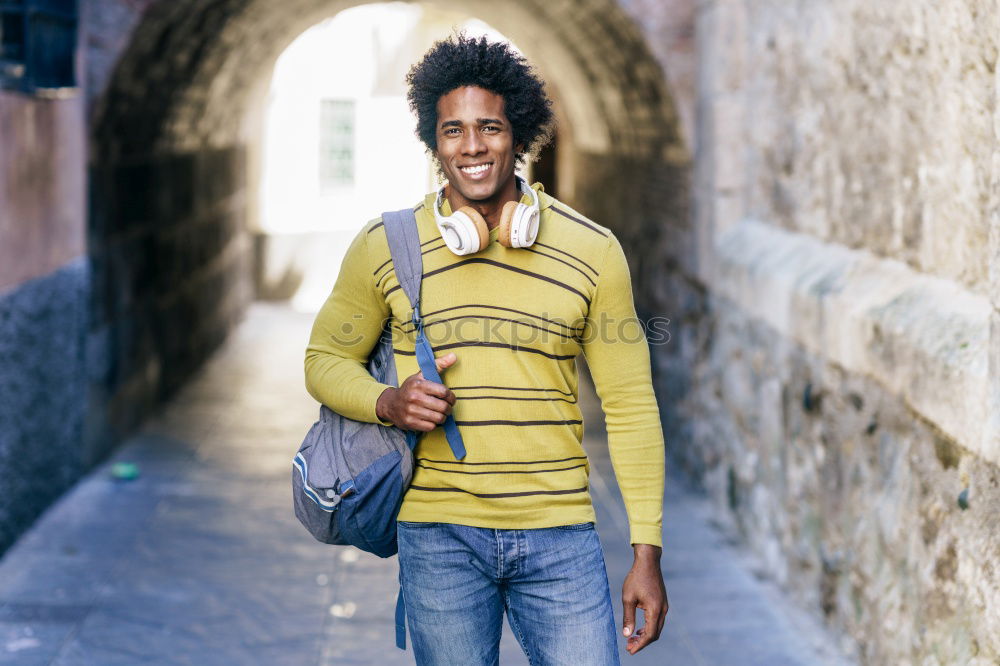 Similar – Afro young man using mobile phone and fixed gear bicycle.