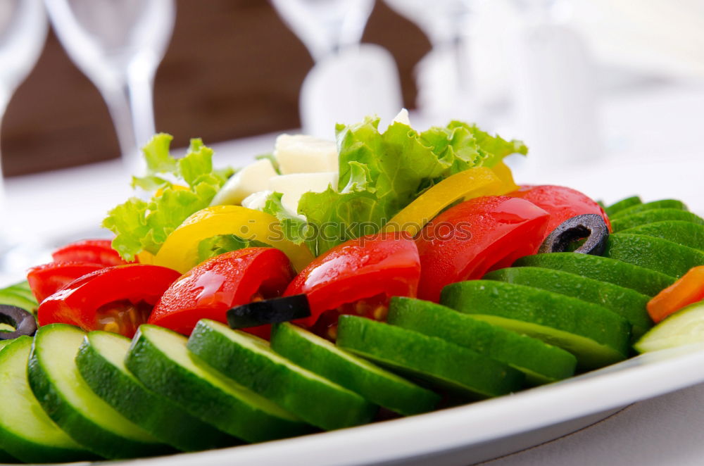 Similar – Image, Stock Photo Summer salad with tomatoes and feta cheese