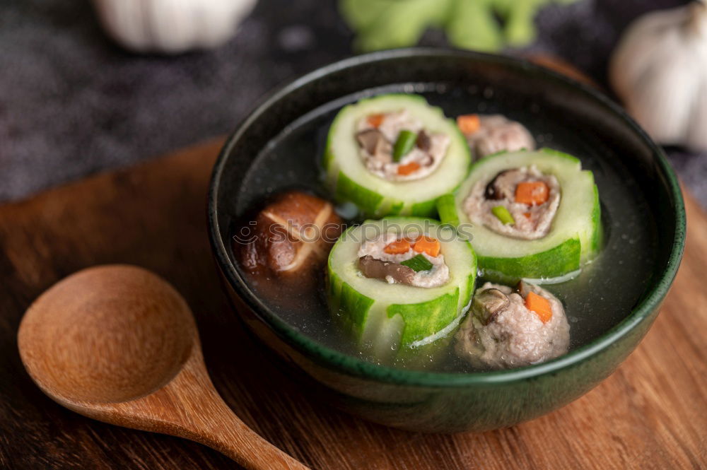 Similar – Geometric bowl of Asian Noodle Soup with chopsticks