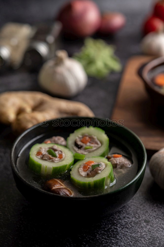 Similar – Geometric bowl of Asian Noodle Soup with chopsticks