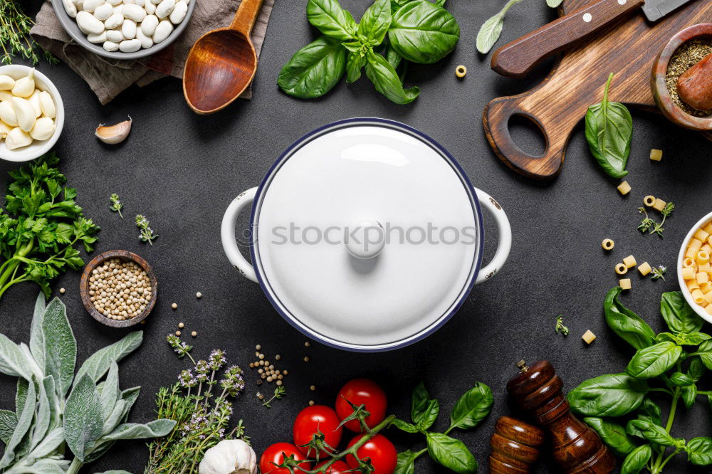 Similar – Couscous with vegetable ingredients in bowls