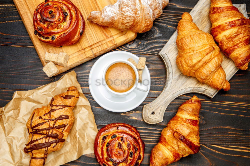 Image, Stock Photo Coffee and croissant rustic