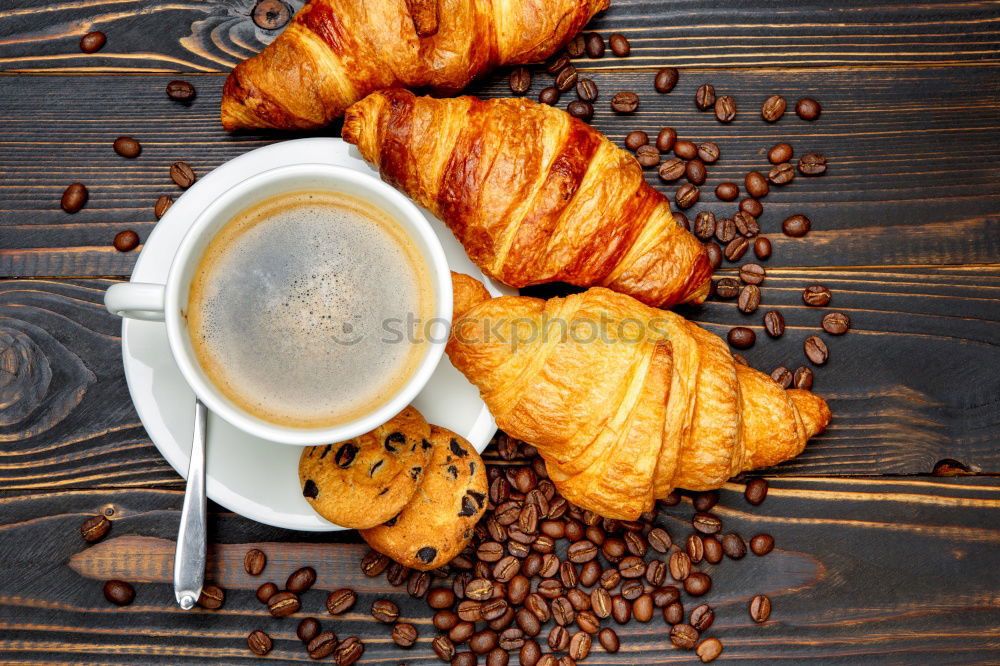 Similar – Image, Stock Photo Coffee and croissant rustic