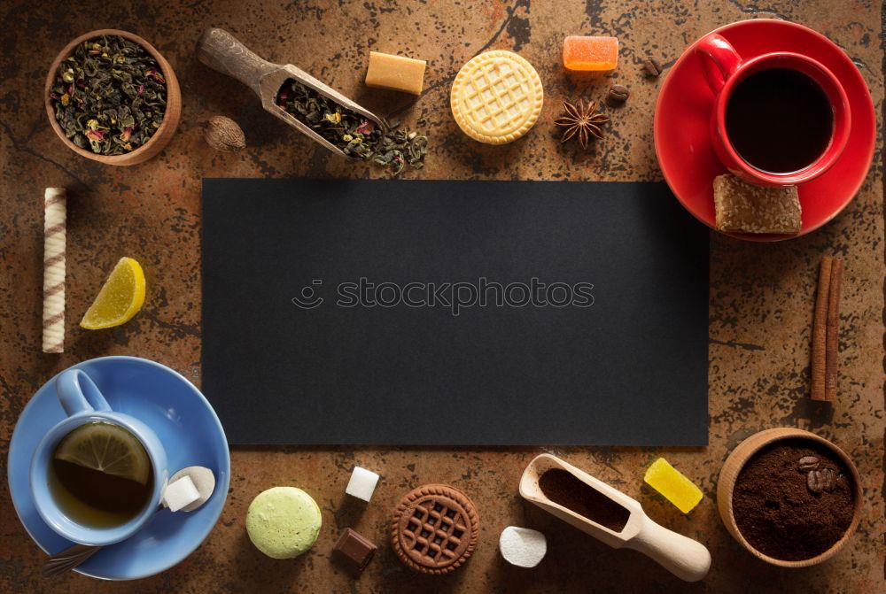 Image, Stock Photo Tasty french macarons on a wooden table