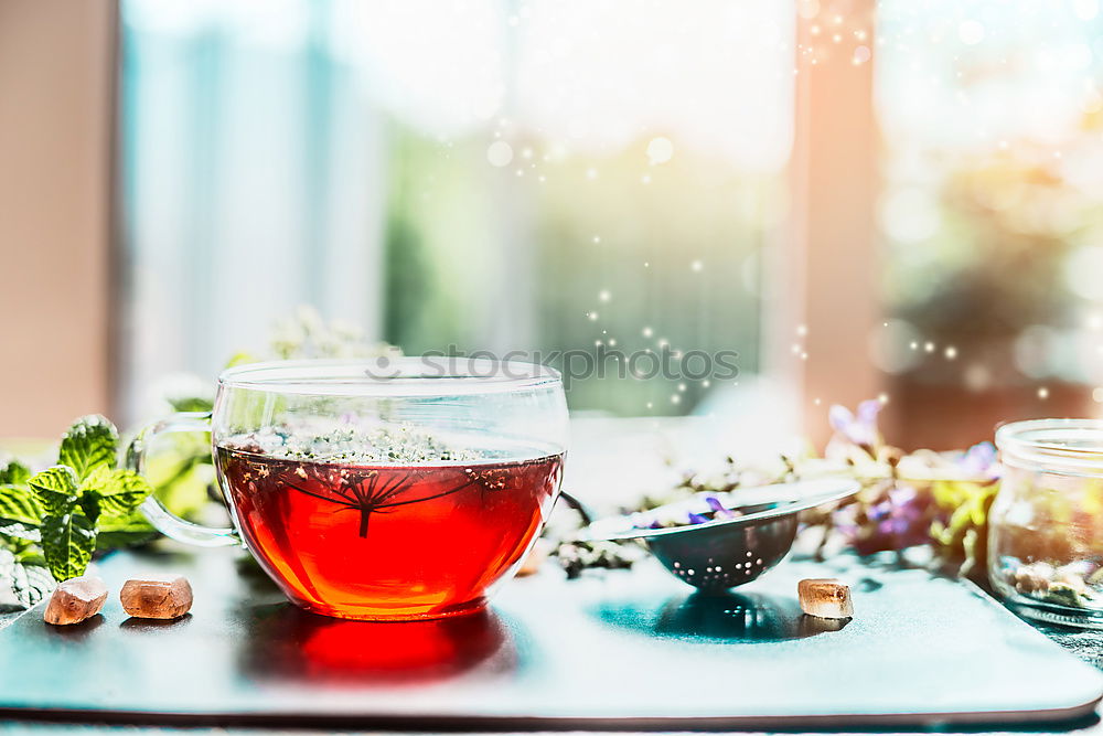 Similar – Image, Stock Photo Cup with hot herbal tea at window