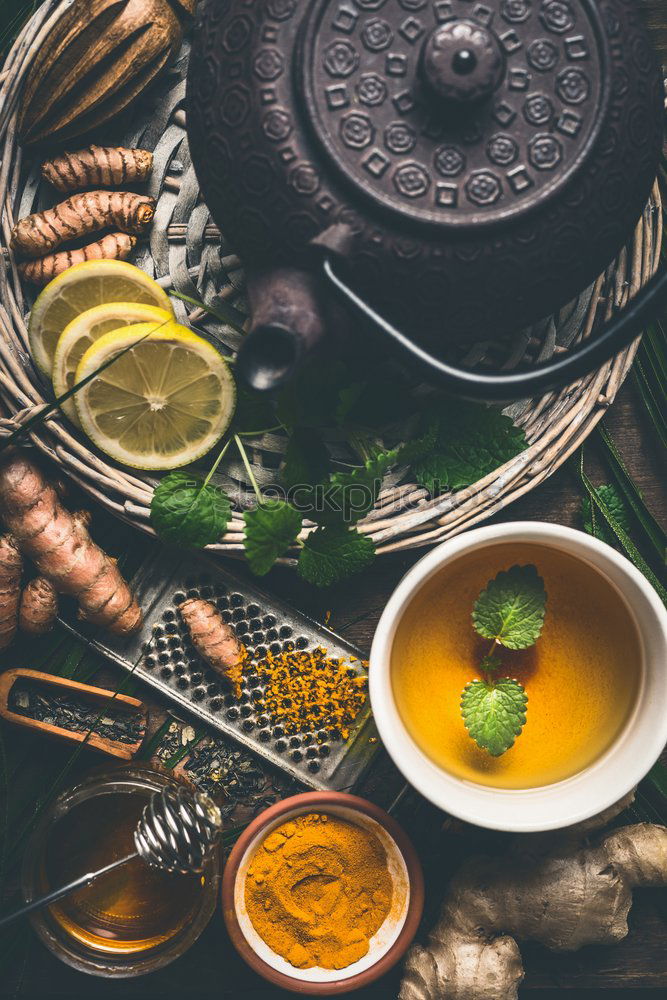 Herbal tea with turmeric and ginger