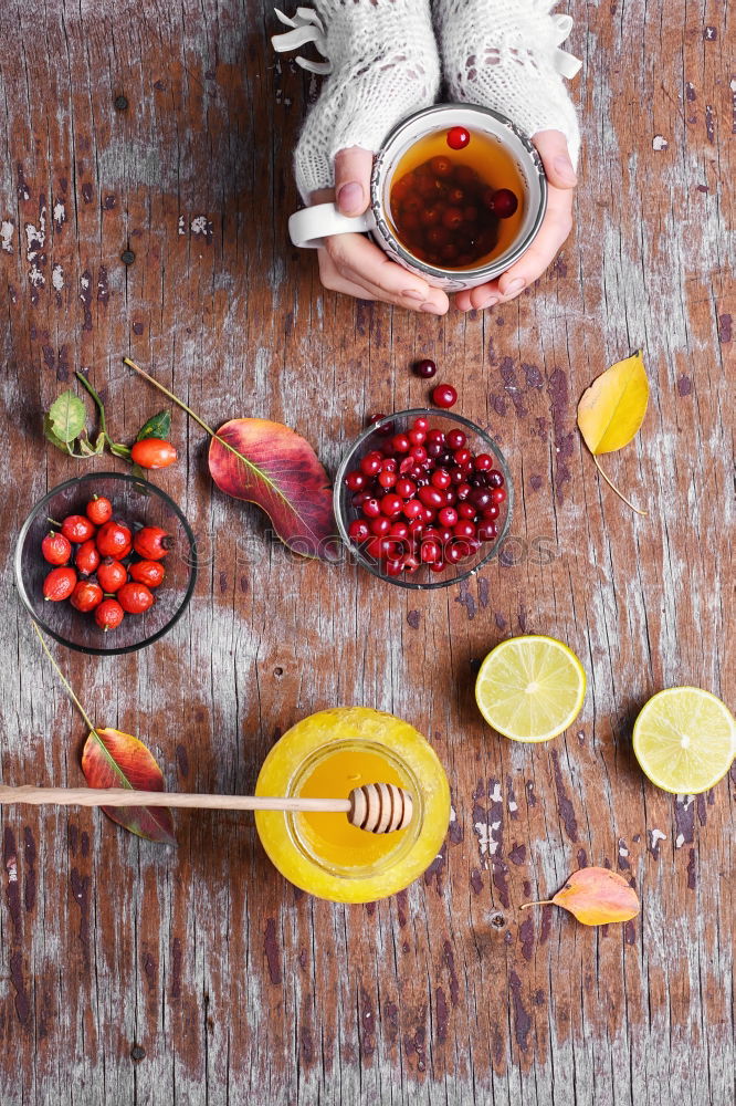 Similar – mulled wine and ingredients in iron spoons