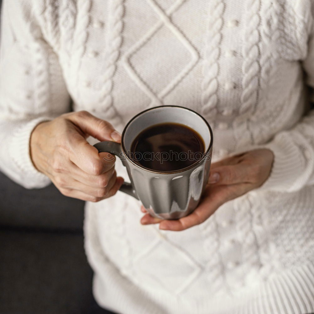 Similar – Image, Stock Photo Woman drink a tea, fall time. Outdoor