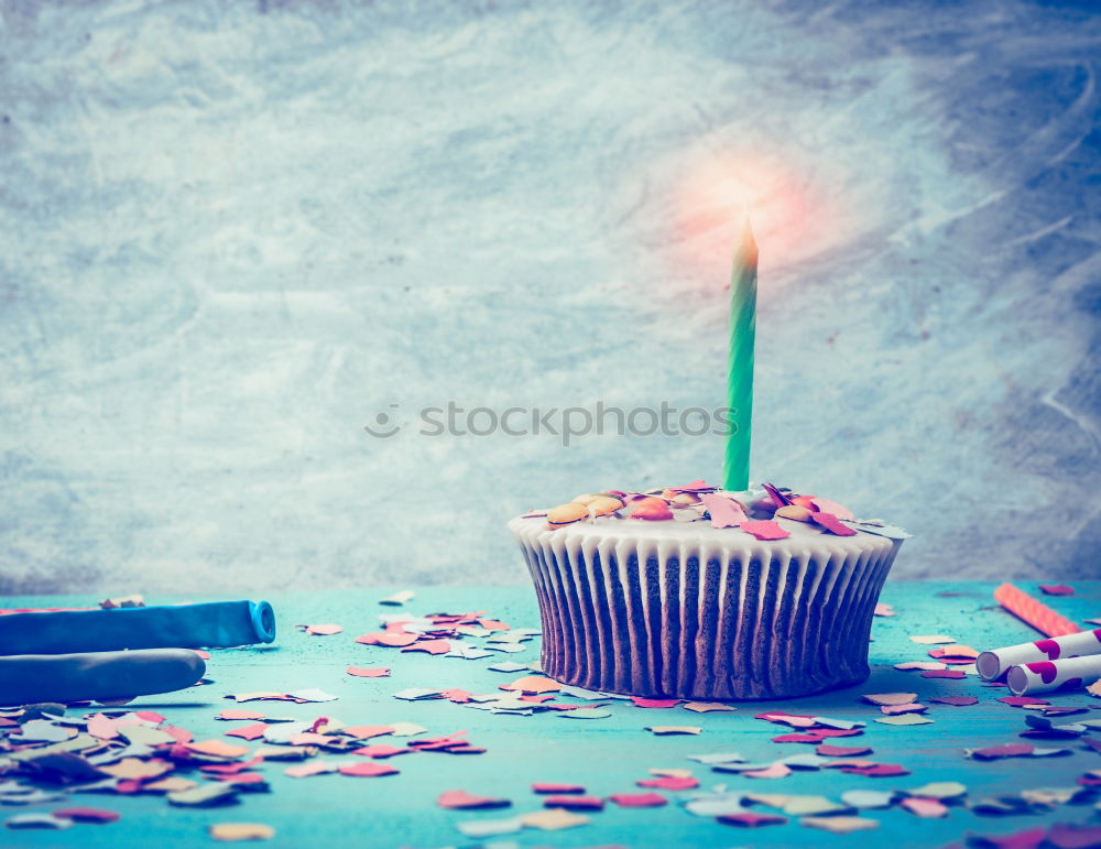 Similar – Image, Stock Photo Cupcake with candle for birthday