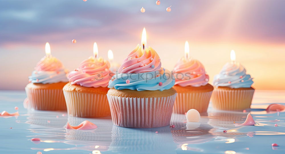 Similar – Image, Stock Photo Cupcake with candle for birthday