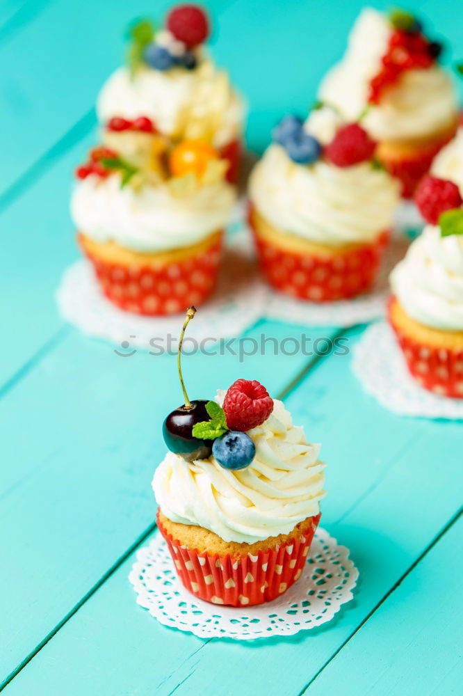 Similar – Image, Stock Photo Frankfurt wreath with cherries on turquoise wood