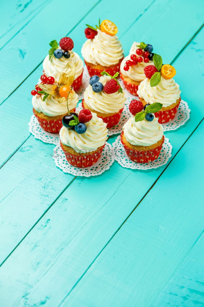 Similar – Image, Stock Photo Frankfurt wreath with cherries on turquoise wood