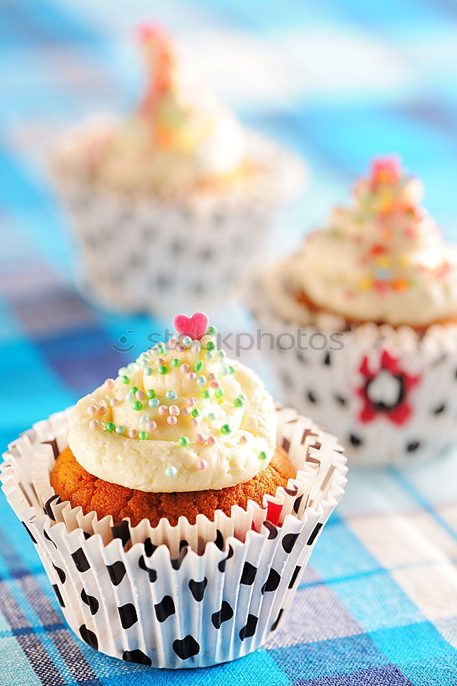 Image, Stock Photo Christmas cupcake on white wood