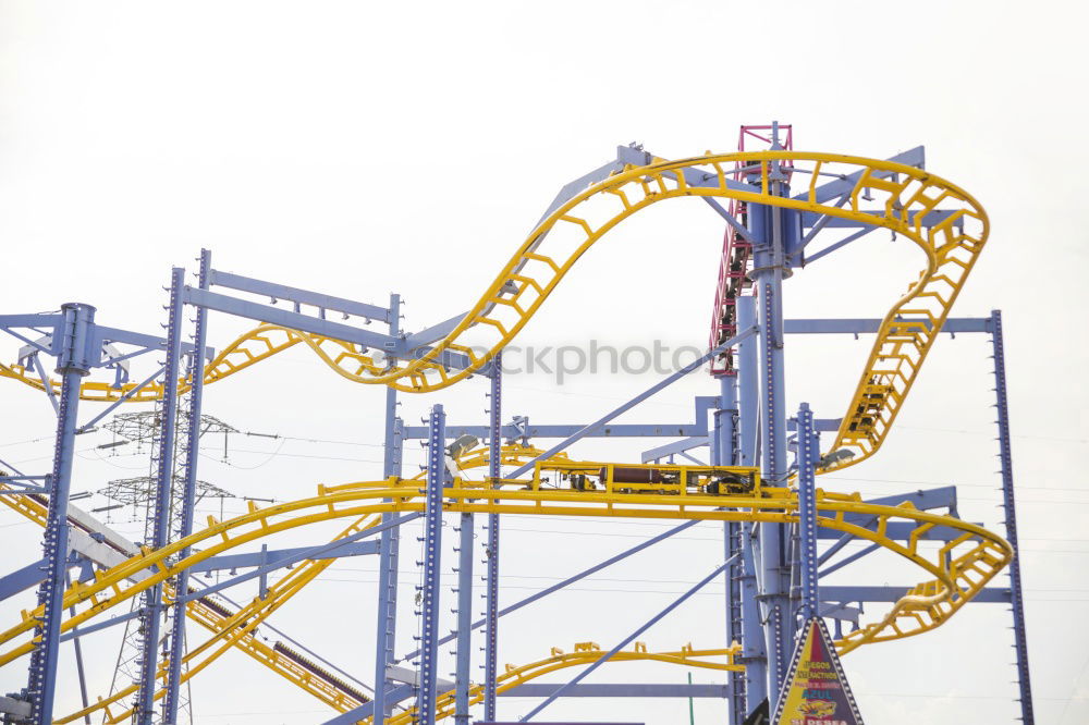 Seagulls sitting on a roller coaster