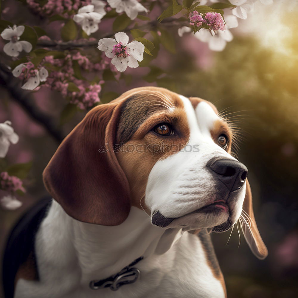 Similar – Image, Stock Photo Yellow Labrador Retriever is in front of cherry blossoms