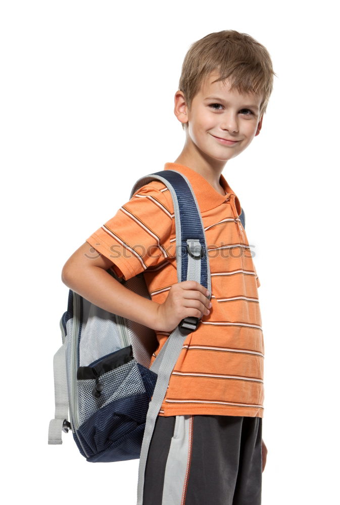 Similar – Image, Stock Photo Happy little boy with bicycle standing on road