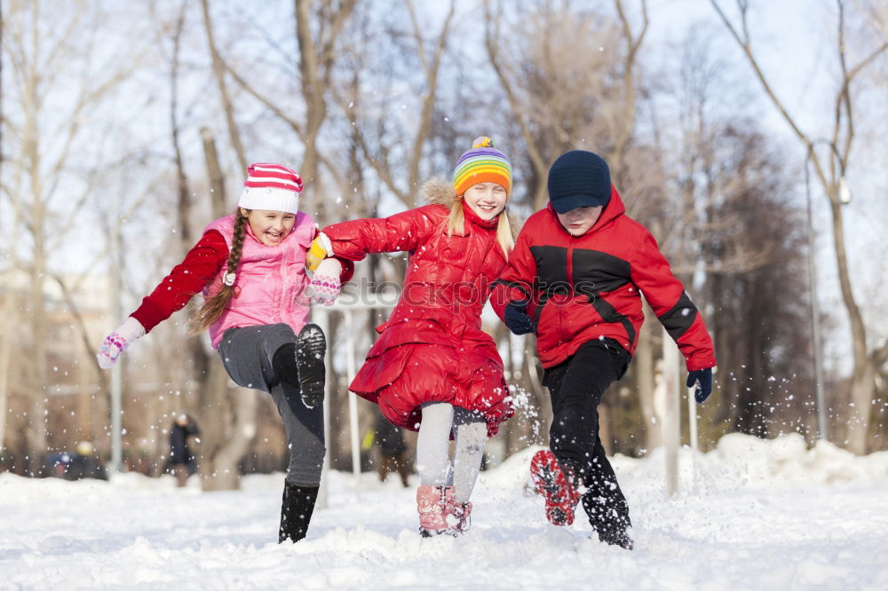 Image, Stock Photo Family sledging Athletic