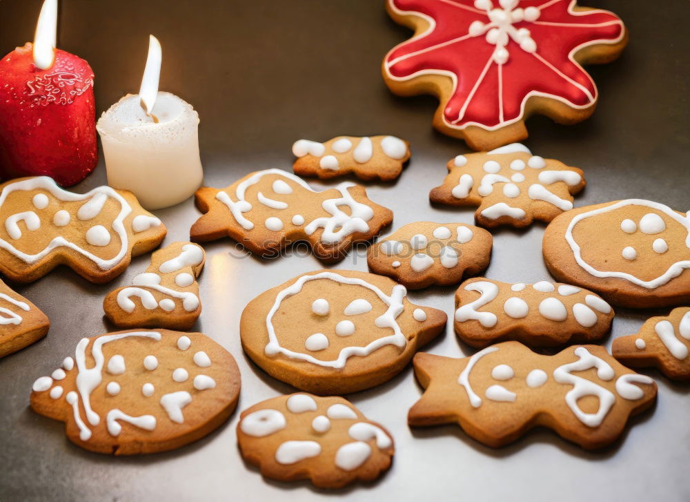 Christmas cookies on a dish with golden lights background