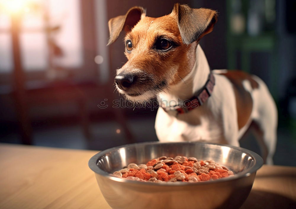 Similar – Image, Stock Photo cute small dog sitting and waiting to eat