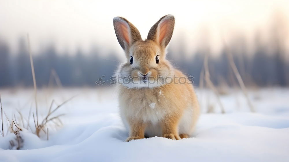 Similar – Cute | cute rabbit sitting in the snow