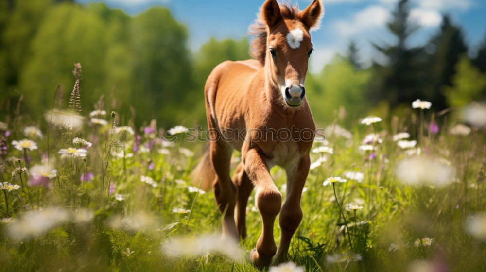 Similar – Image, Stock Photo brown foal standing on meadow