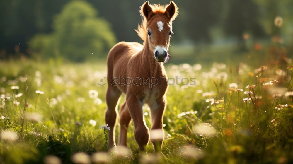 Similar – Image, Stock Photo brown foal standing on meadow