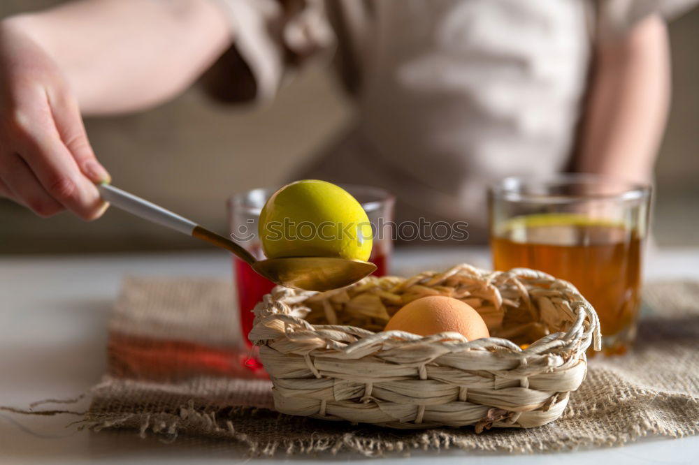 Similar – Image, Stock Photo country breakfast on rustic home kitchen with farm eggs