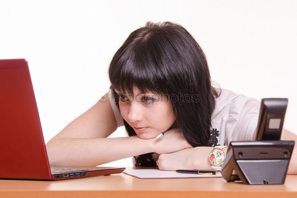 Similar – Image, Stock Photo Young desperate student with glasses looks over a laptop