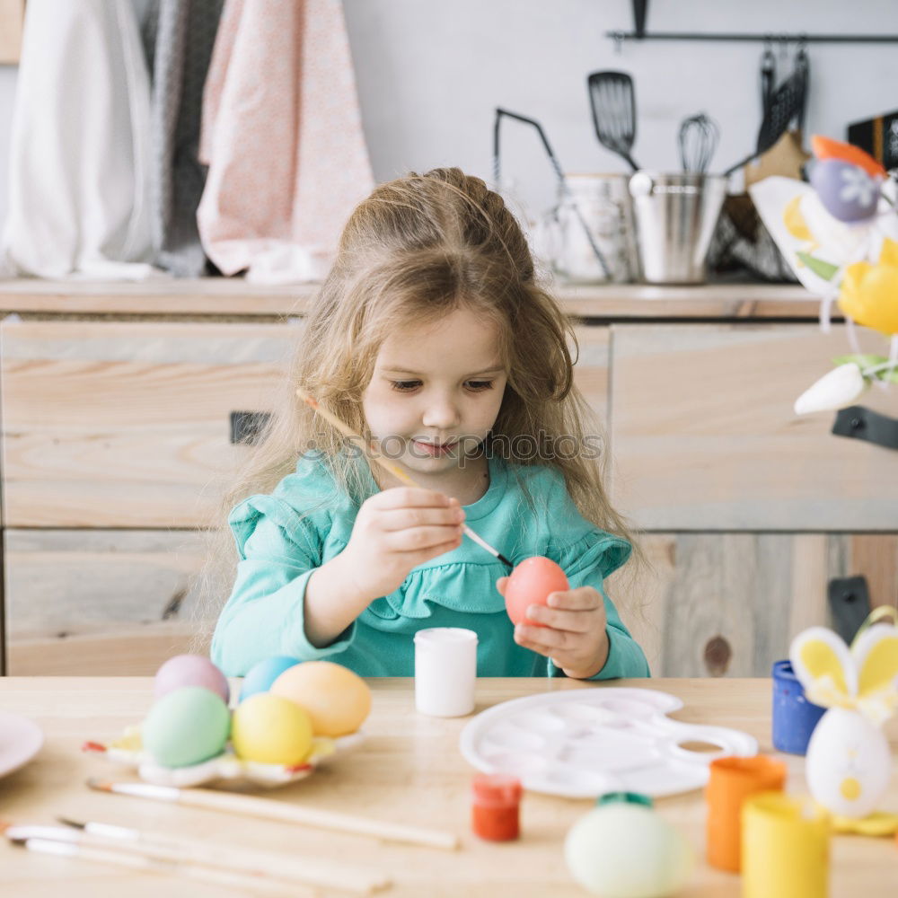 Similar – Image, Stock Photo kid girl playing with dolls at home