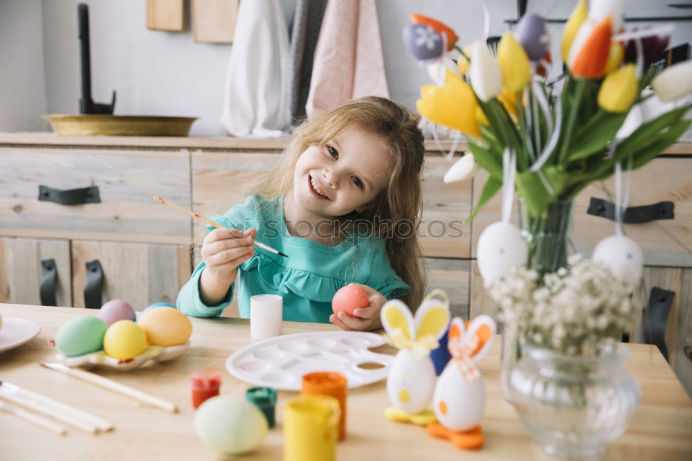 Image, Stock Photo kid girl playing with dolls at home