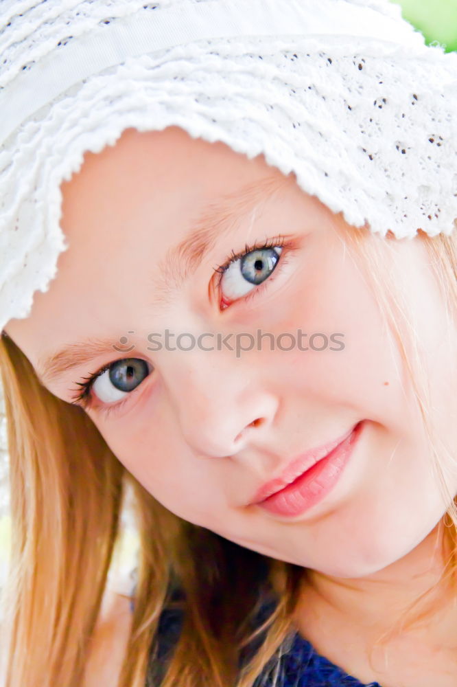 Similar – happy toddler girl in pyjamas playing in kitchen