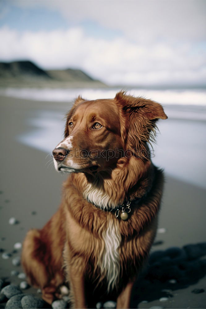 Similar – Dogs running near waving sea