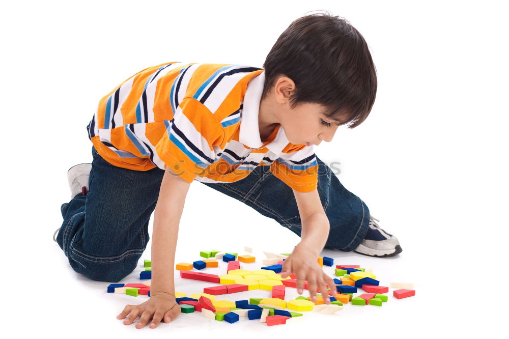 Similar – Image, Stock Photo Happy baby playing with toy blocks.