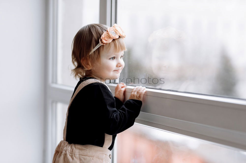 Similar – Image, Stock Photo At the window Human being