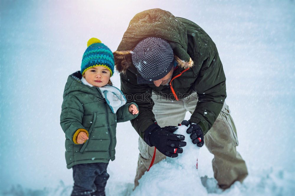 Image, Stock Photo Friends playing snowballs in woods