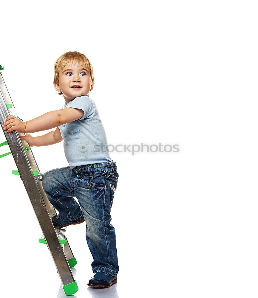 Similar – Image, Stock Photo Child climb a climbing wall