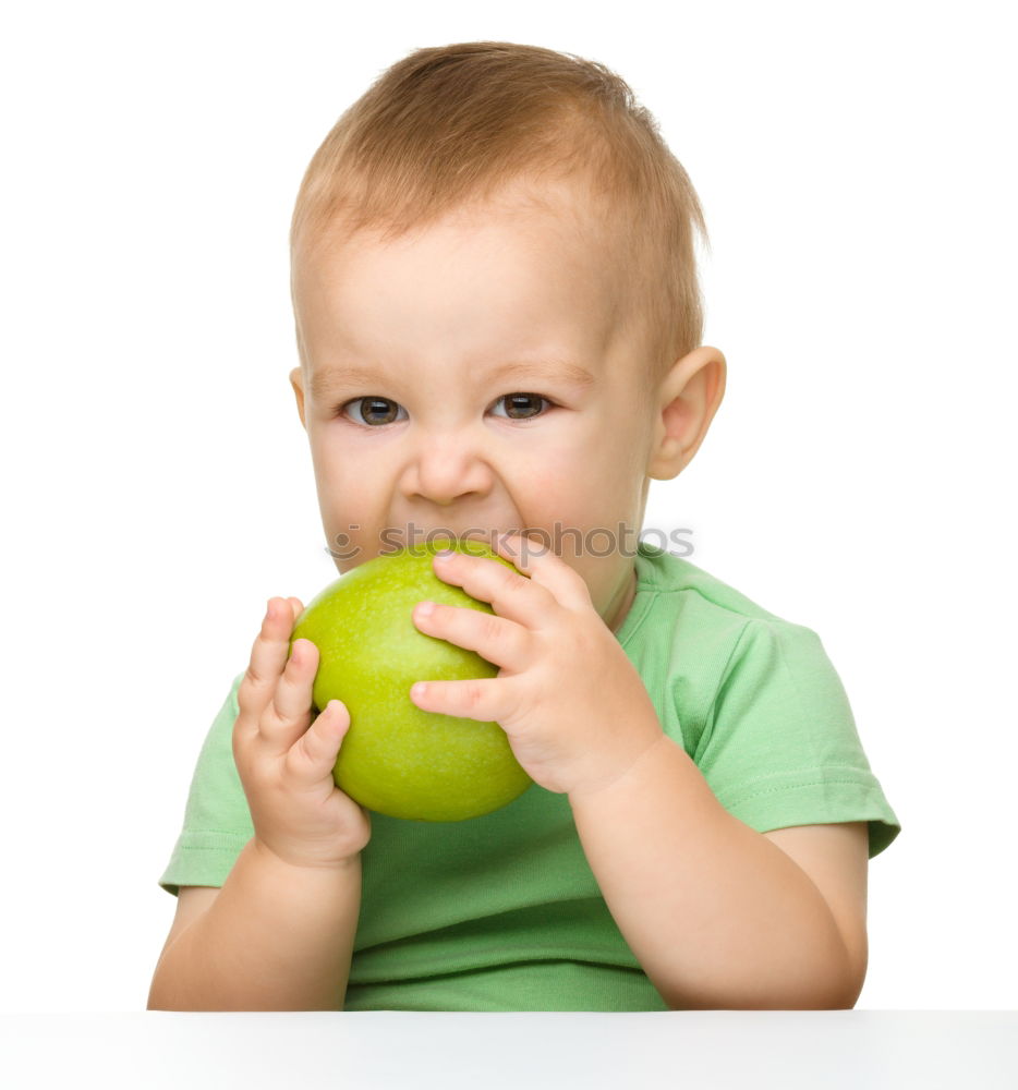 Similar – Image, Stock Photo baby eating an orange on blue background