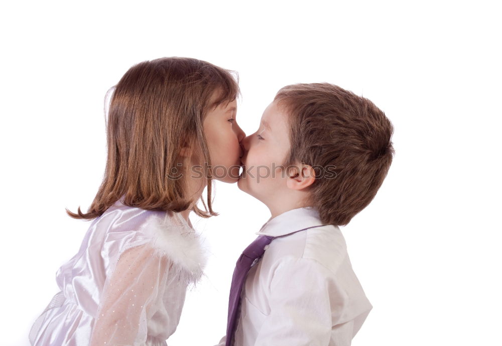 Cute kids kissing each other