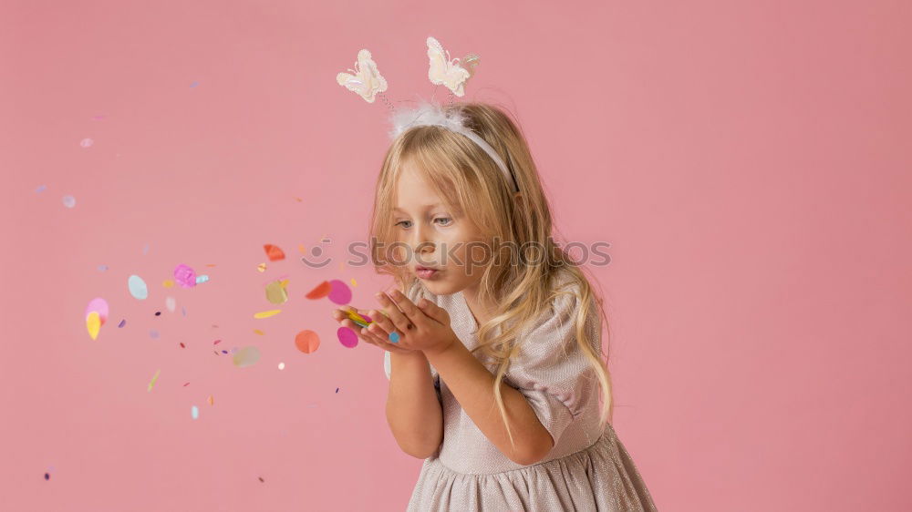 Similar – Image, Stock Photo happy toddler girl in pyjamas in kitchen