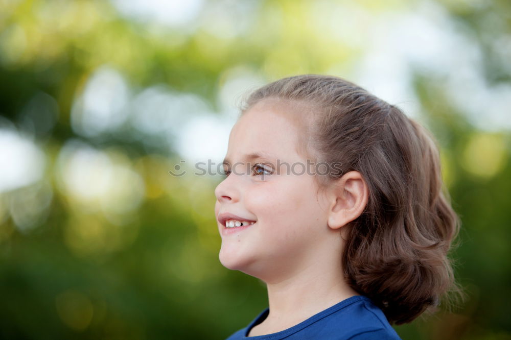 Similar – Image, Stock Photo Smiling girl between meadow with dry leaves