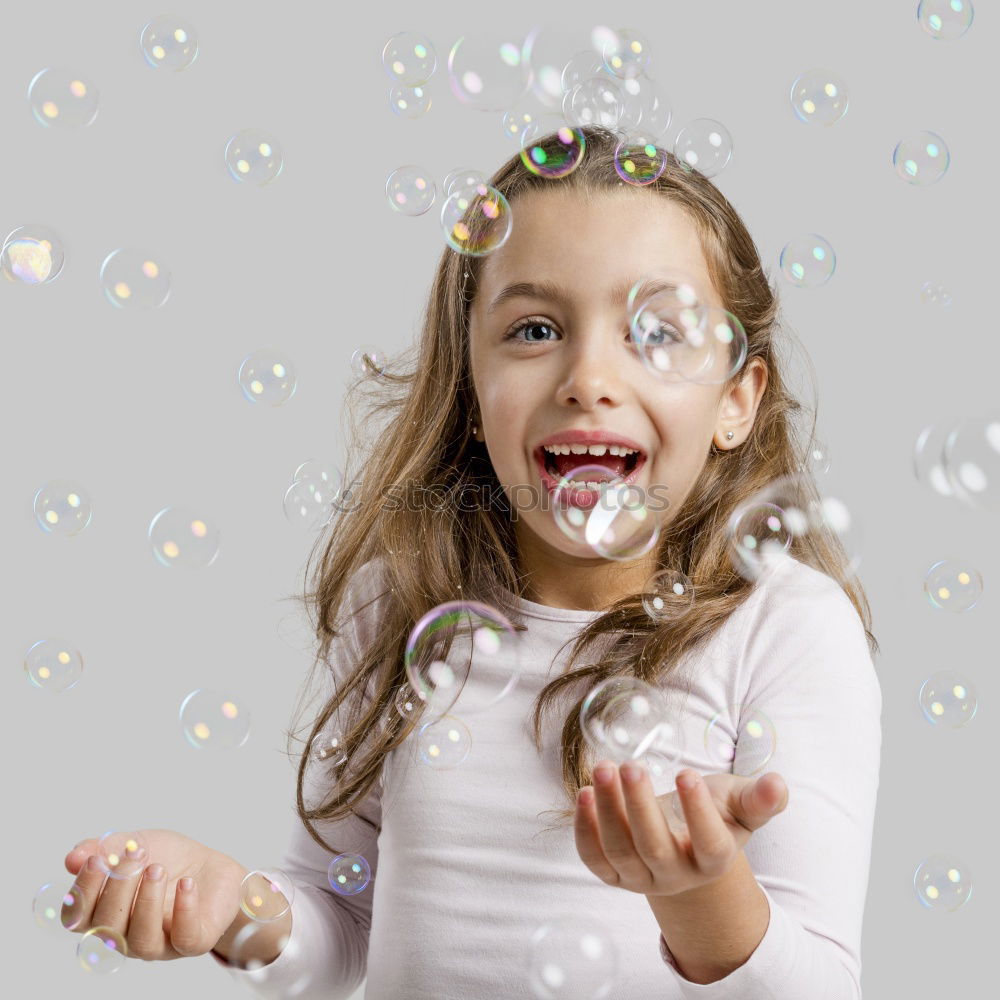 Similar – Image, Stock Photo Girl blowing balloon outside