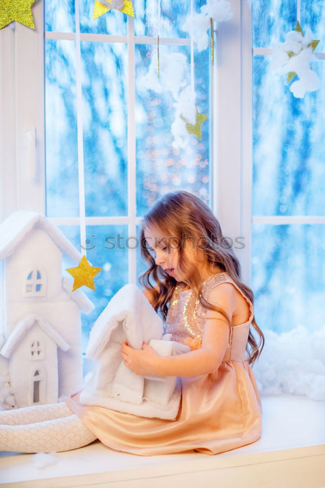 Similar – Image, Stock Photo African girl sits next to her teddy bear at home