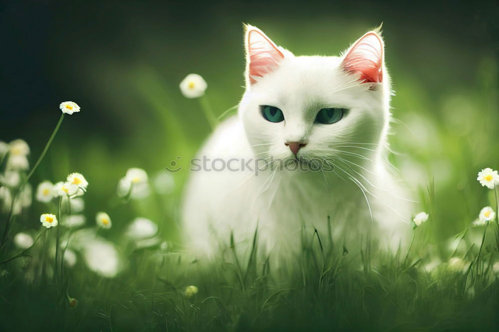 Similar – Image, Stock Photo Small white cat Beautiful