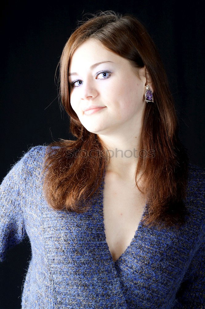 Similar – Portrait of a mature woman sitting on the chair posing thoughtful