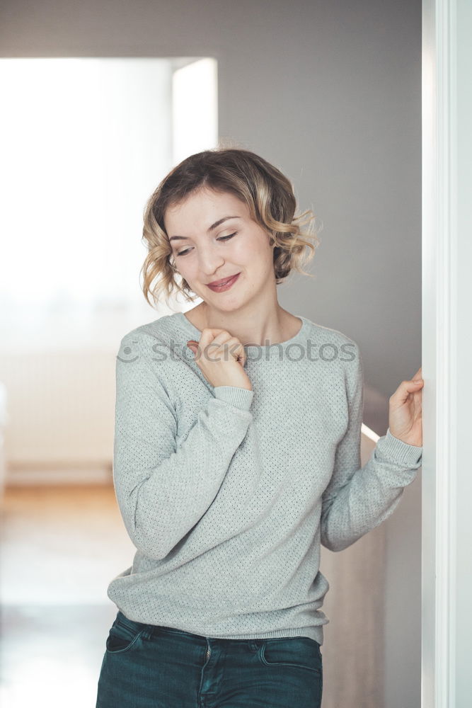 Image, Stock Photo Pretty woman at opened fridge